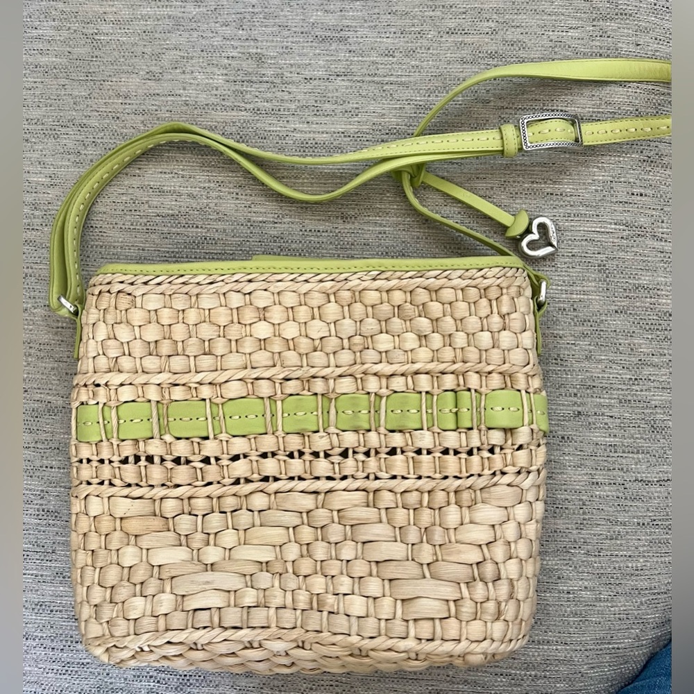 Brighton Authentic Vintage Straw Purse Lime Green Trim & Strap - Picture 8 of 13